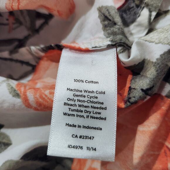 Talbots Womens White Floral Button Up Roll Tab Sleeve Blouse Size 12 Business - Picture 5 of 9